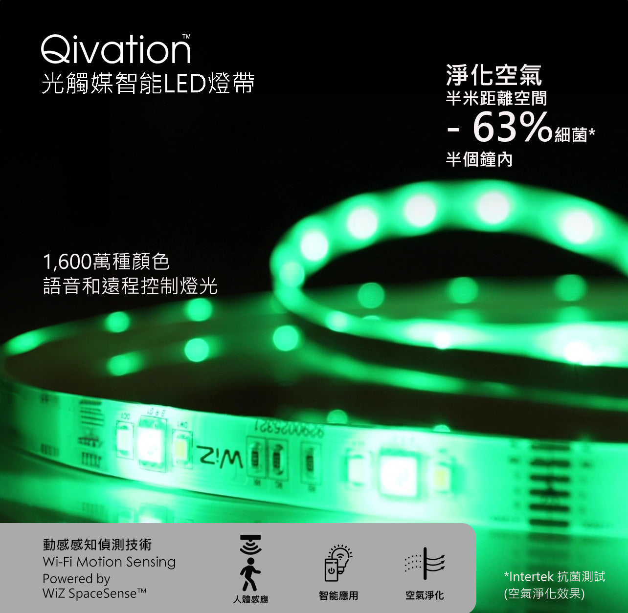 Qivation TiO2 Smart LED Light Strip Full Colour 1M Extension