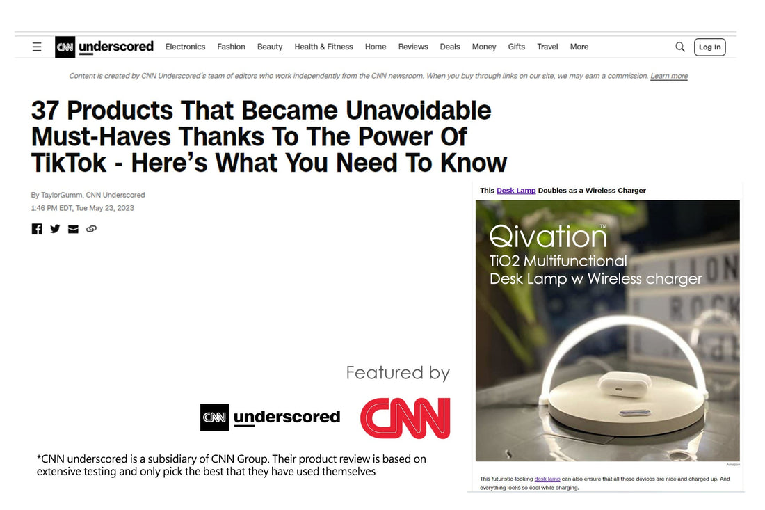 美國 CNN Underscored 揀選 Qivation 光觸媒無線充電座為 37 個必備精選產品之一